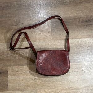 NWOT Genuine Leather Italian Crossbody Purse — Deep Red Brown